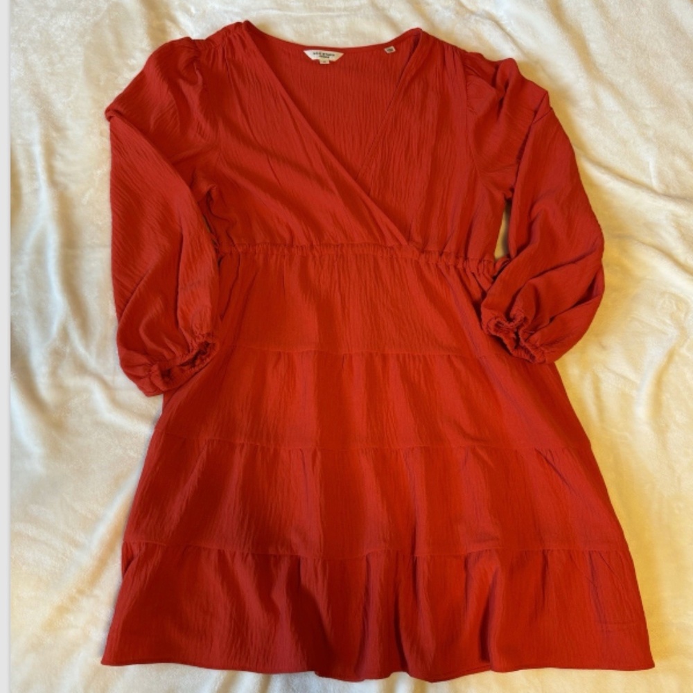 Max Studio Women's Red Quarter Sleeve Dress Size Medium